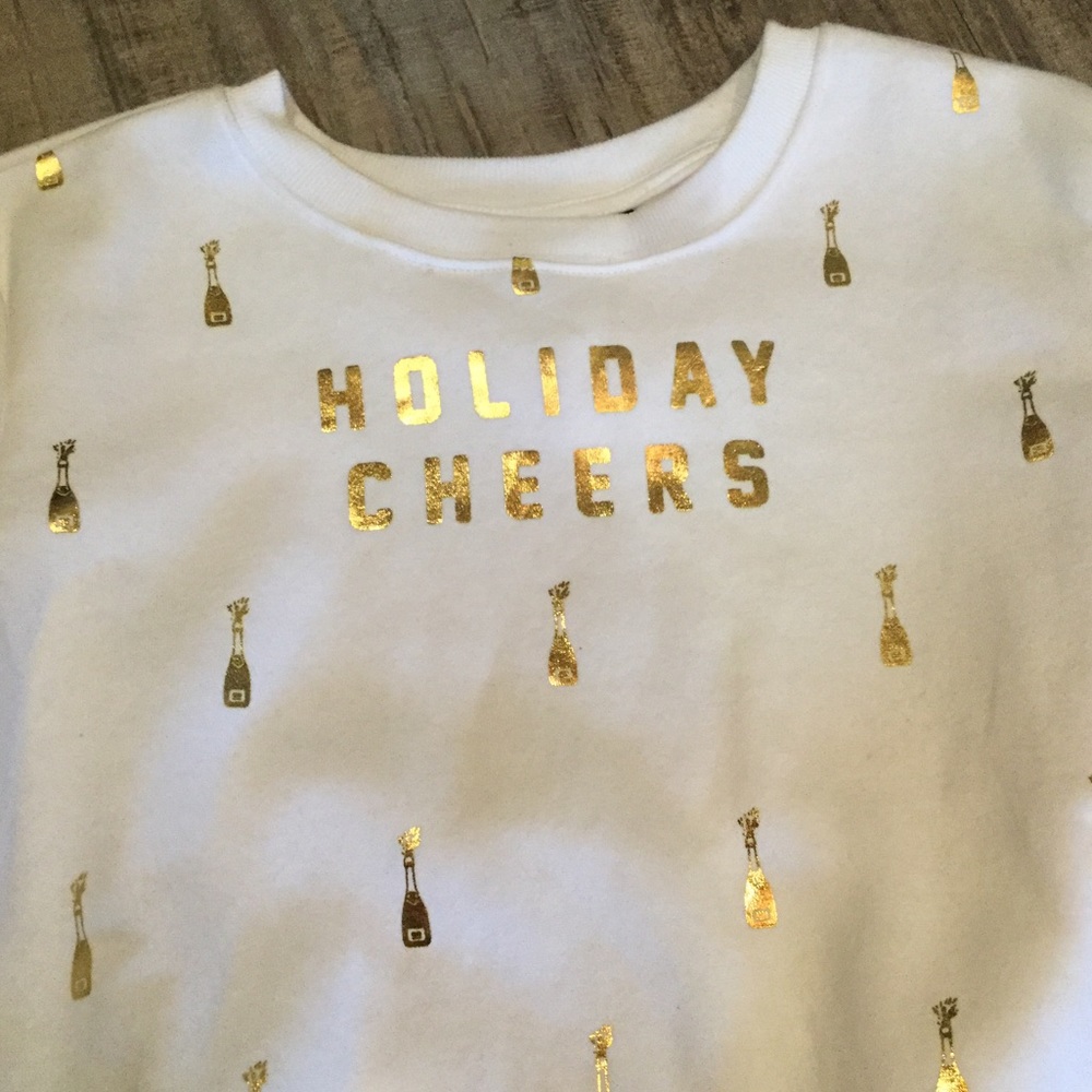 New Holiday Cheers Gold Foil Cropped Sweatershirt